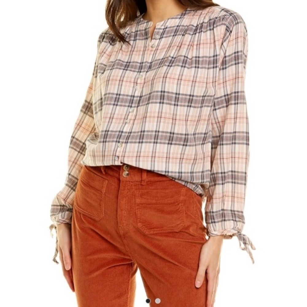 Faherty Pink Plaid Women's Top